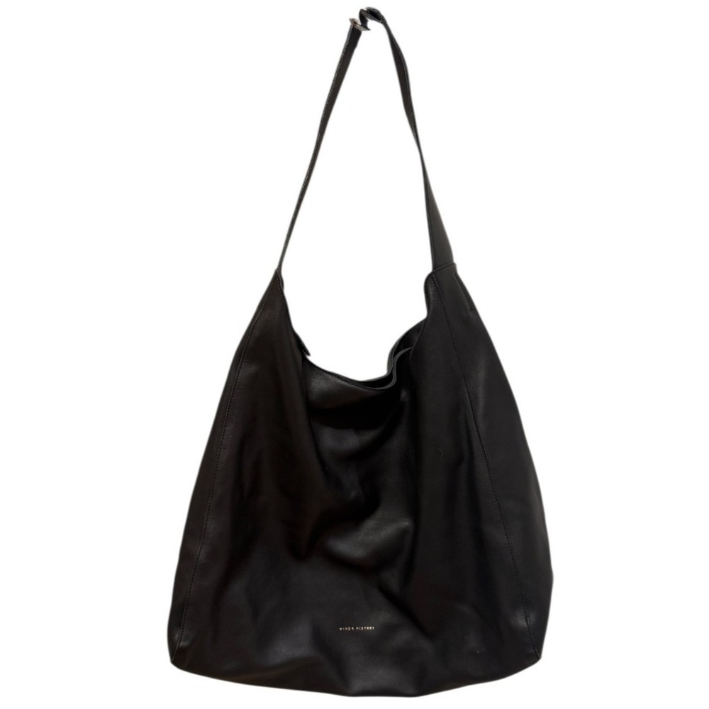 Minor History Overtime Tote Black Full Grain Leather Large Hobo Shoulder Bag - Picture 3 of 7